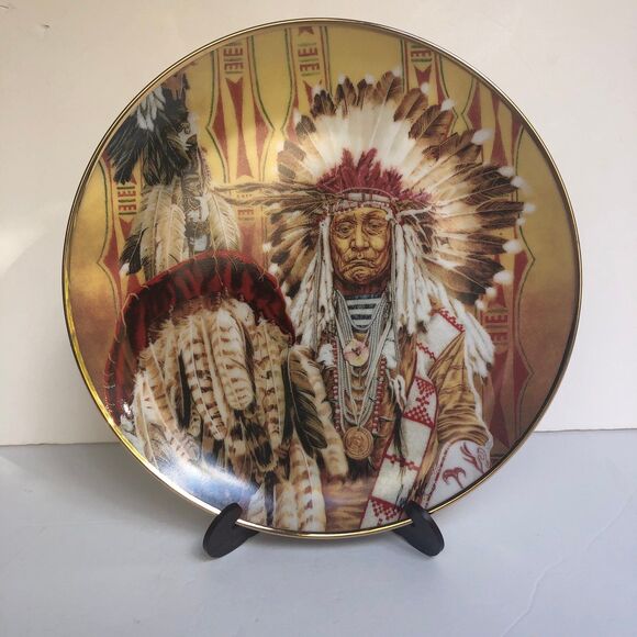 Plate Vintage Collector the Franklin Mint Chief of the Pigeon Blackfoot - Picture 2 of 4